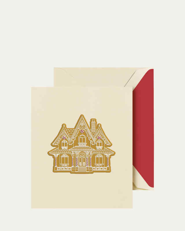 Engraved Gingerbread Cottage Greeting Cards, Set of 10